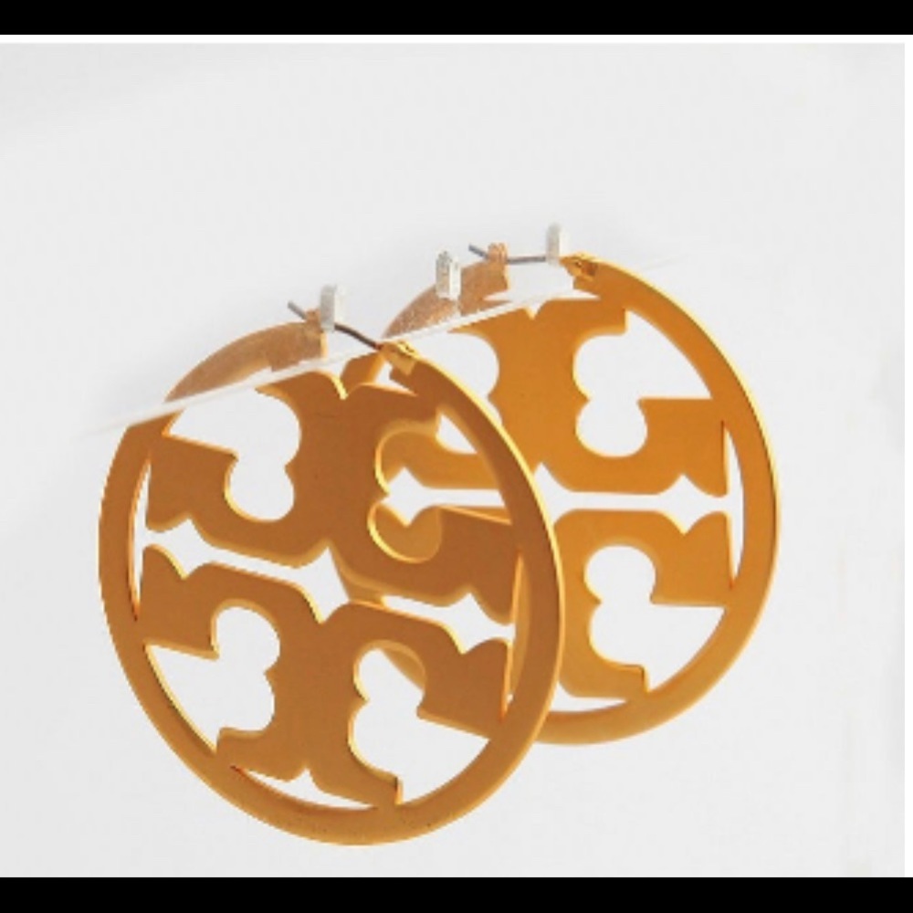 Tory Burch metallic logo hoop earring, NWOT